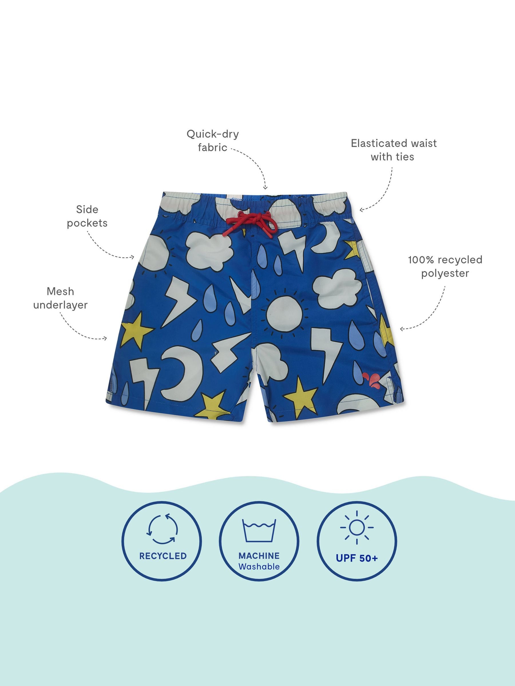 Muddy Puddles Blue UV Protective Swim Shorts image 3