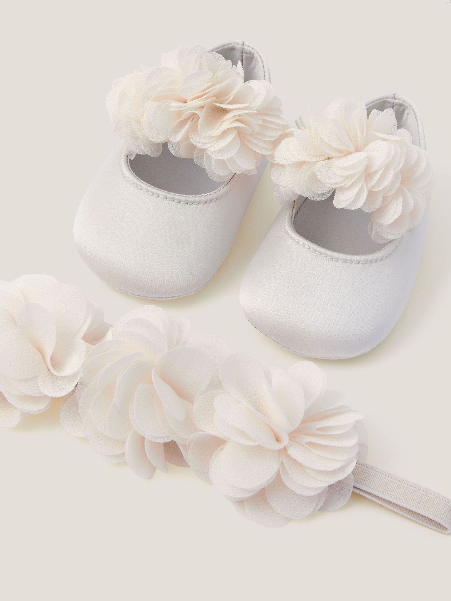 Monsoon Cream Baby Corsage Booties & Headband Set image 1