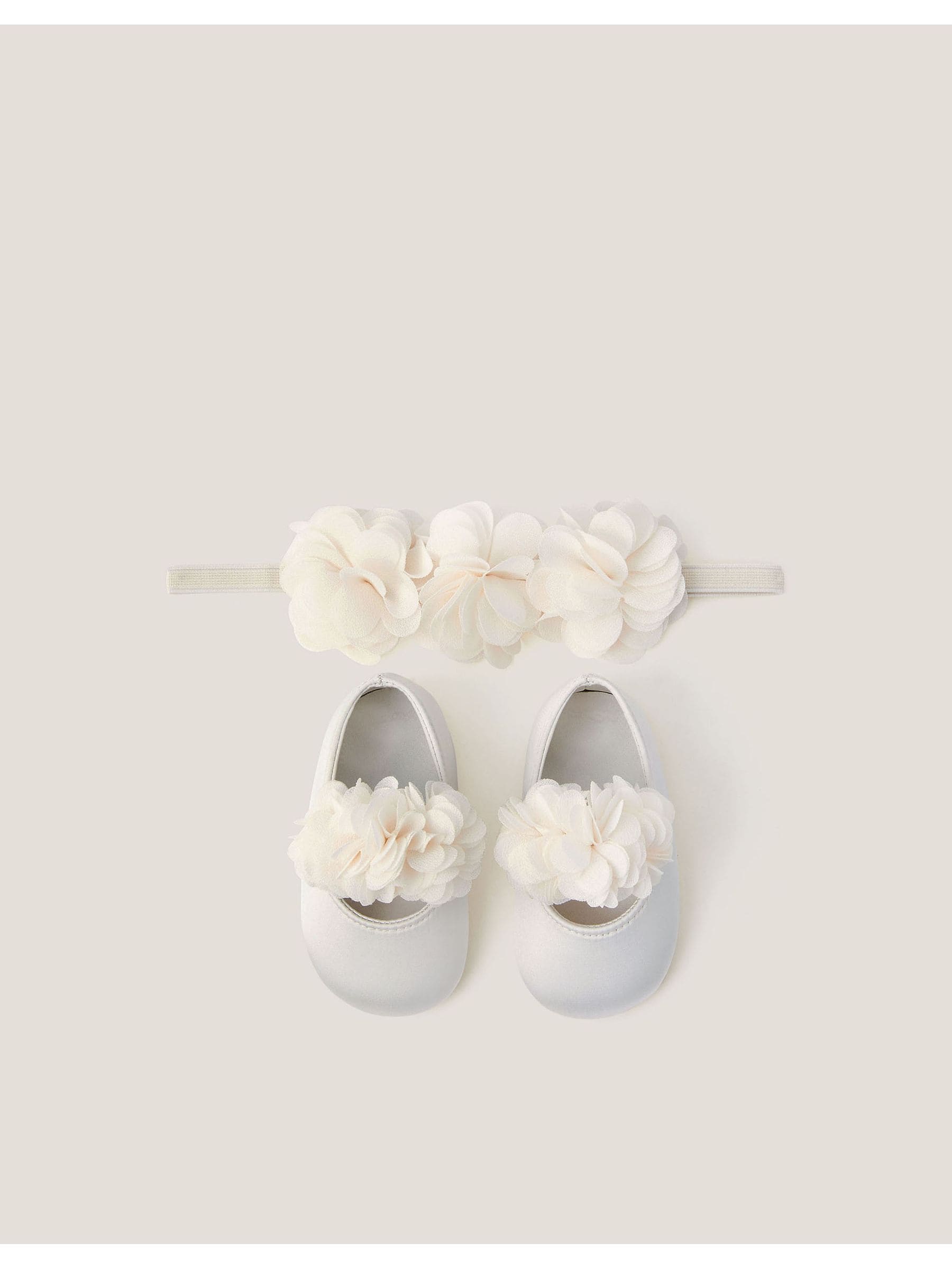 Monsoon Cream Baby Corsage Booties & Headband Set image 2