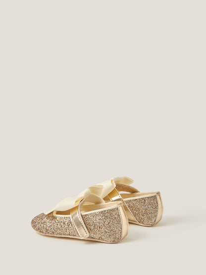Monsoon Gold Baby Bow Glitter Headband & Booties Set image 2