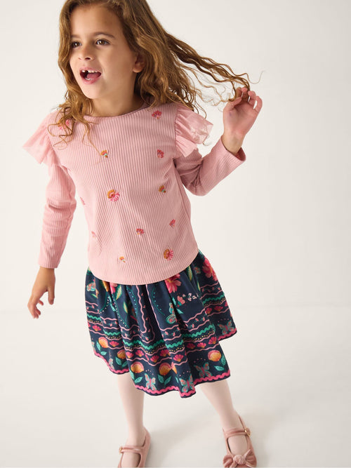 Monsoon Blue Floral Tulle Top & Skirt Set image 1