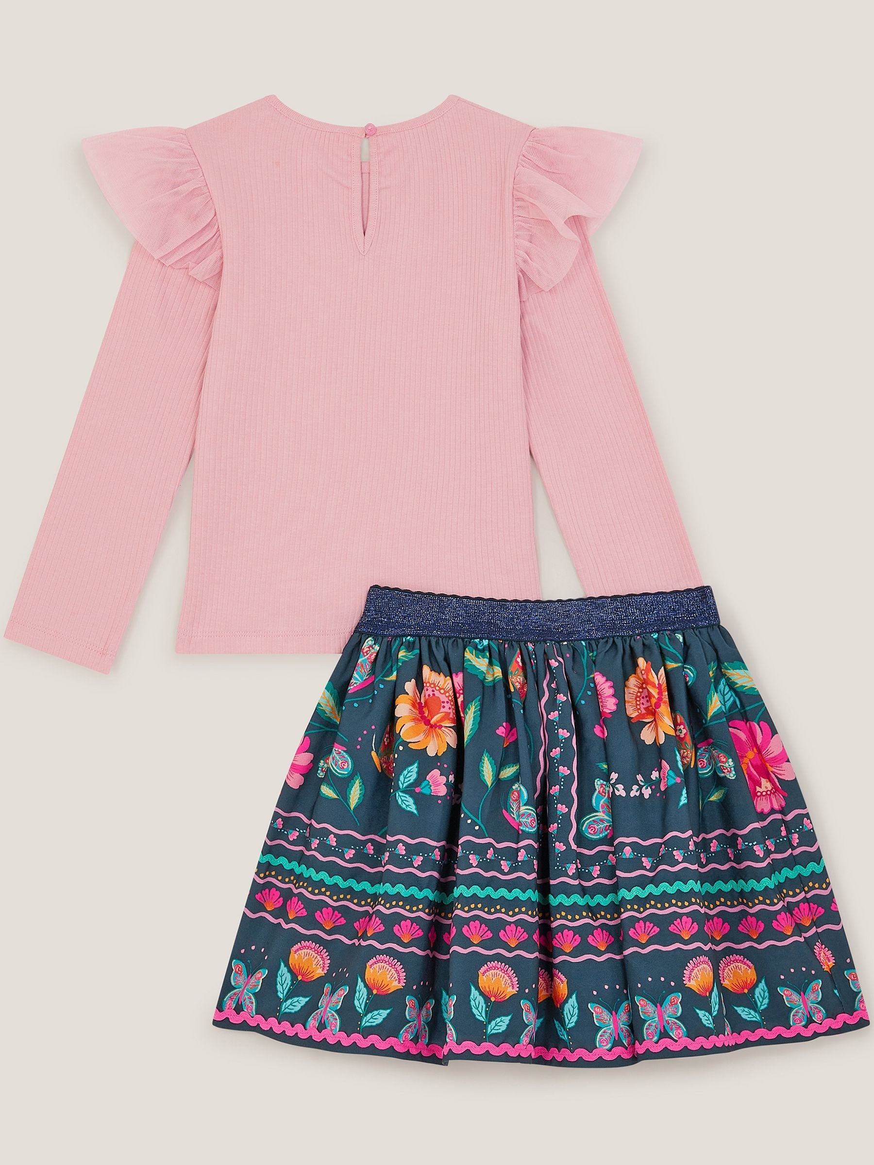 Monsoon Blue Floral Tulle Top & Skirt Set image 3