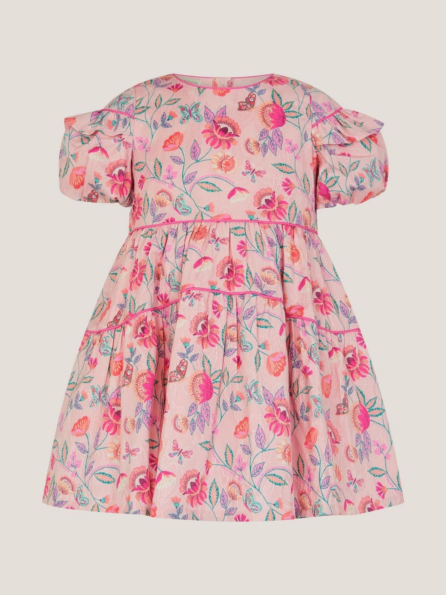 Monsoon Natural Baby Floral Print Jacquard Dress image 1