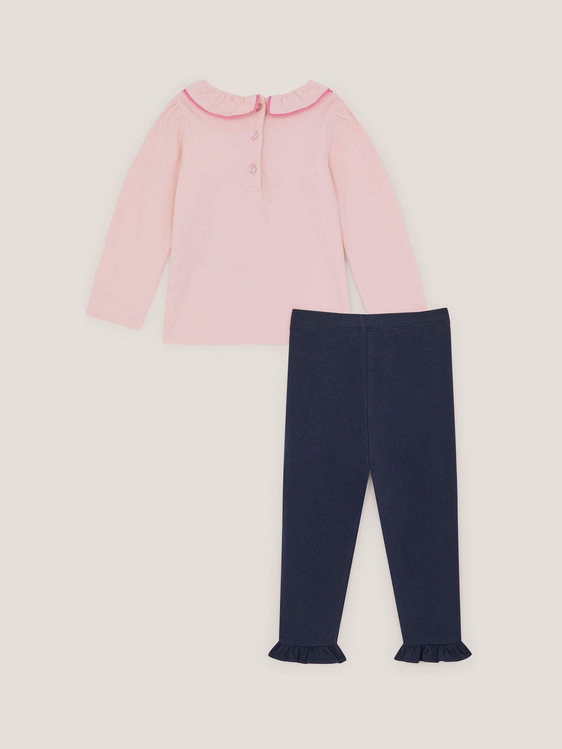 Monsoon Pink Baby Unicorn Top & Floral Leggings Set image 3
