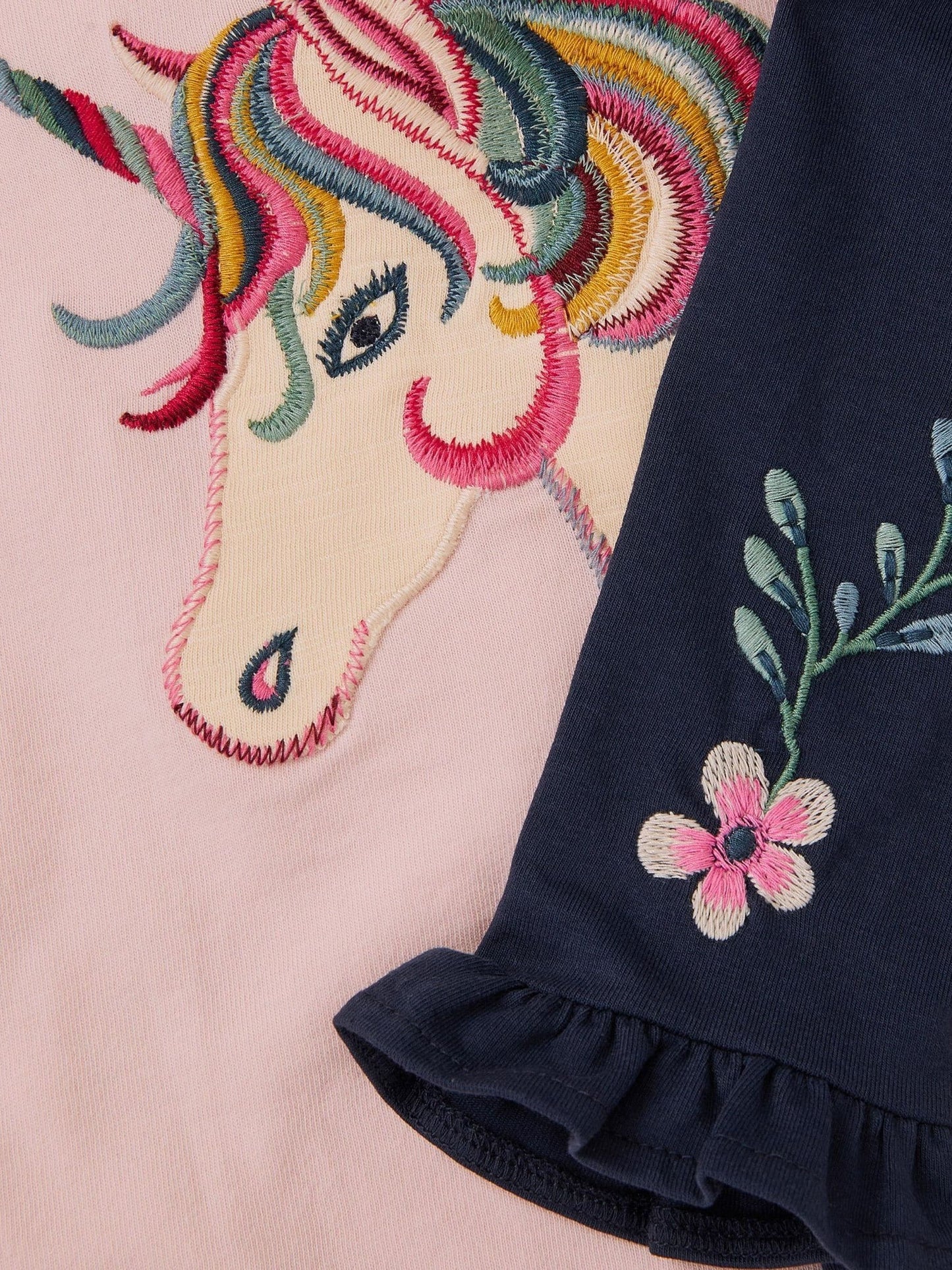 Monsoon Pink Baby Unicorn Top & Floral Leggings Set image 4