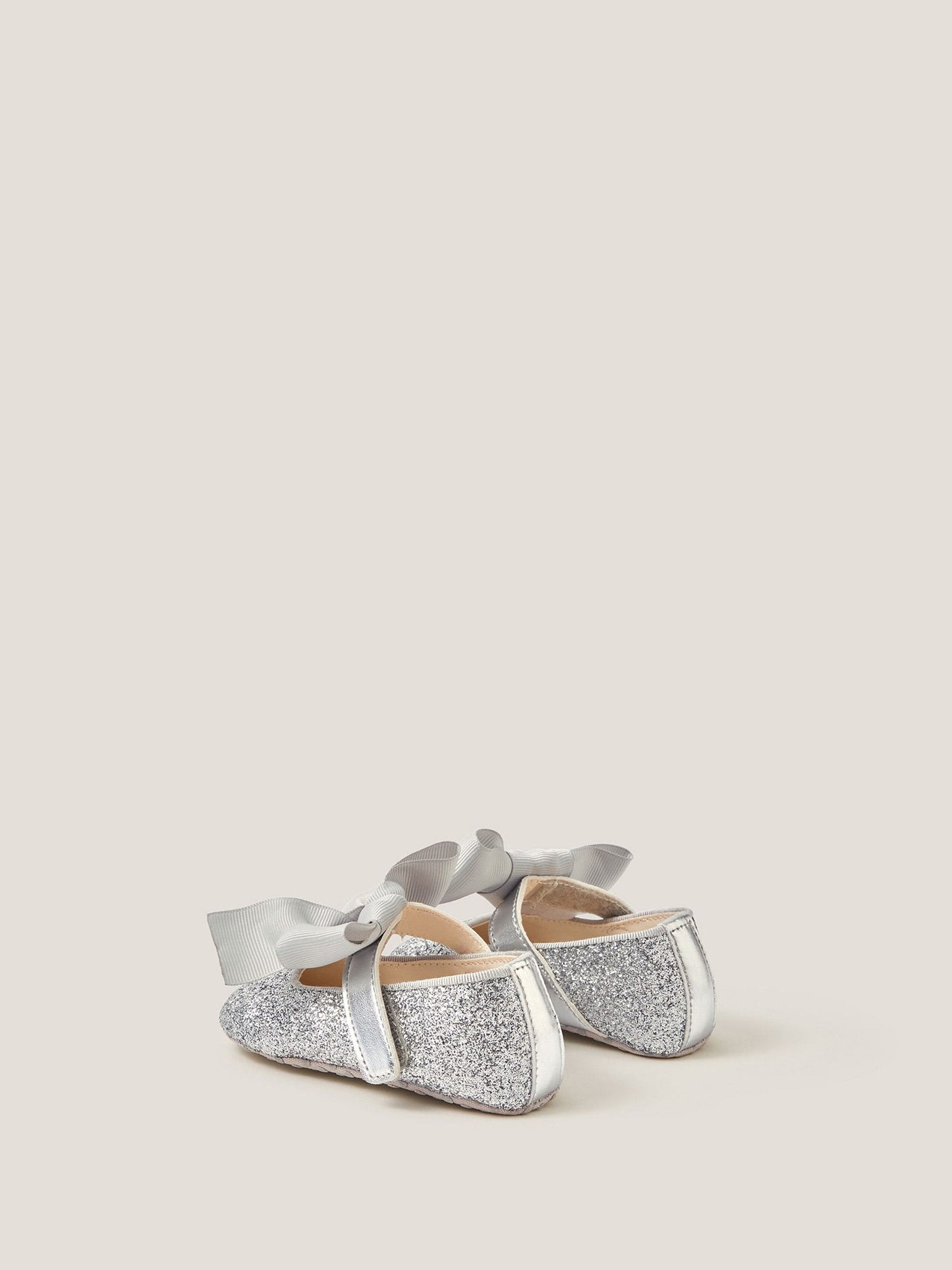 Monsoon Silver Baby Bow Glitter Headband & Booties Set image 3
