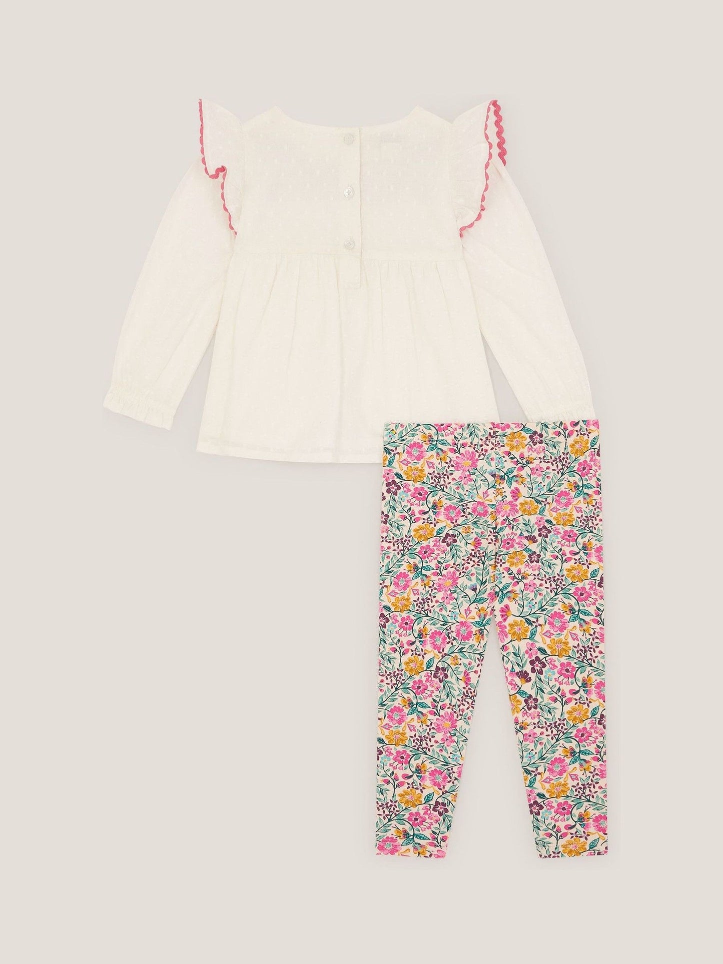 Monsoon Cream Baby Floral Top & Leggings Set image 2