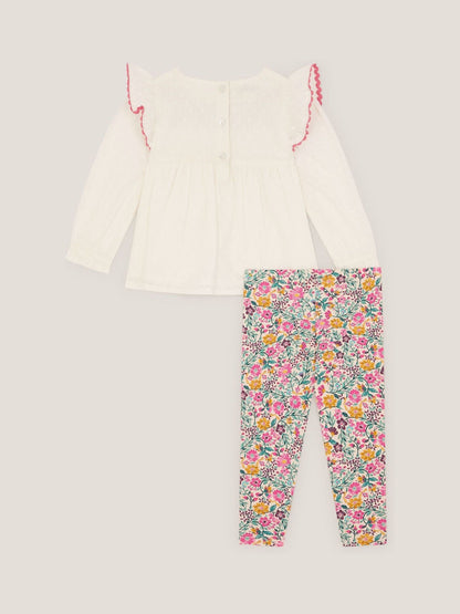 Monsoon Cream Baby Floral Top & Leggings Set image 2