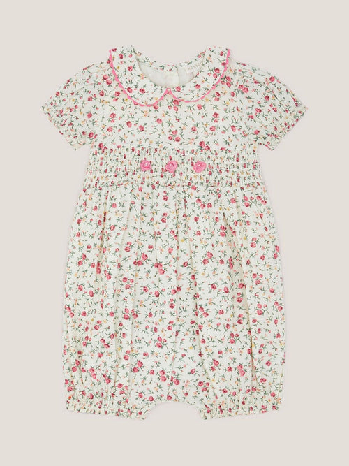 Monsoon Natural Baby Rose Smocked Romper image 1