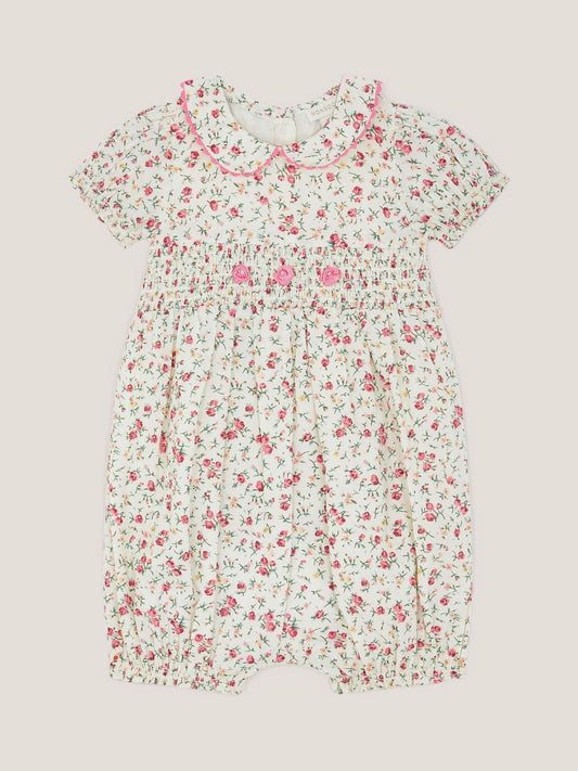 Monsoon Natural Baby Rose Smocked Romper image 1