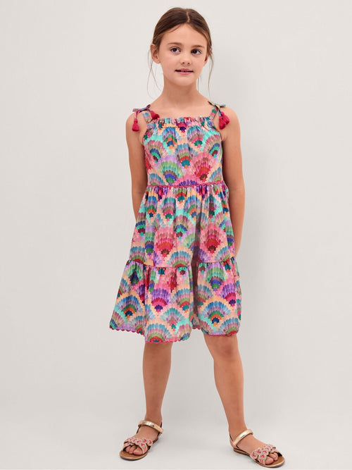 Monsoon Pink Rainbow Shell Tiered Dress image 1