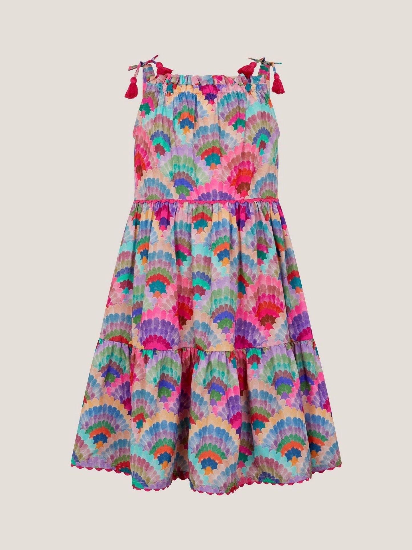 Monsoon Pink Rainbow Shell Tiered Dress image 3