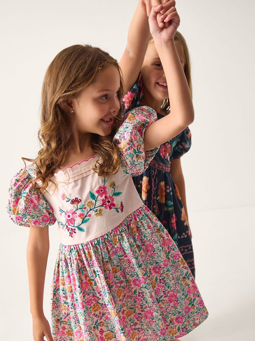 Monsoon Pink Embroidered Floral Dress image 1