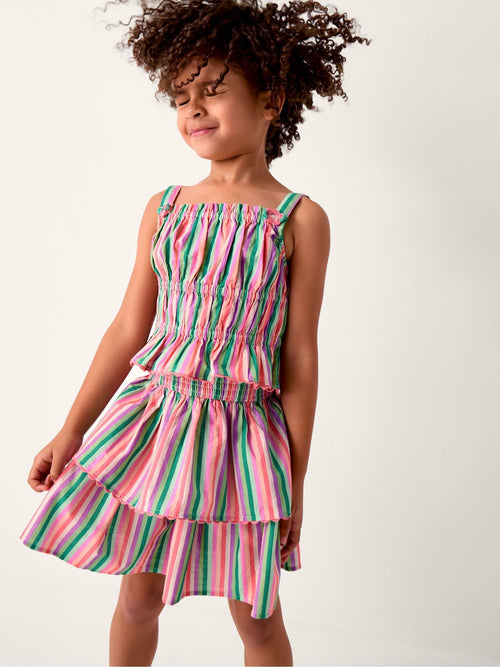 Monsoon Pink Stripe Top & Tiered Skirt Set image 1