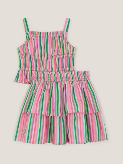 Monsoon Pink Stripe Top & Tiered Skirt Set image 3