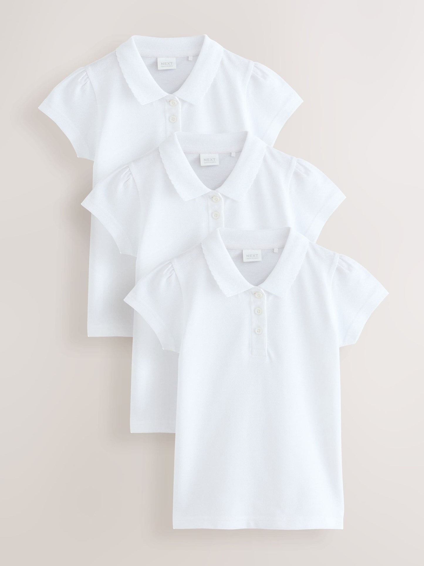 Dsiney Kidz - White Girls Cotton Short Sleeve Polo Shirt 3 Pack (3-16yrs) image 1