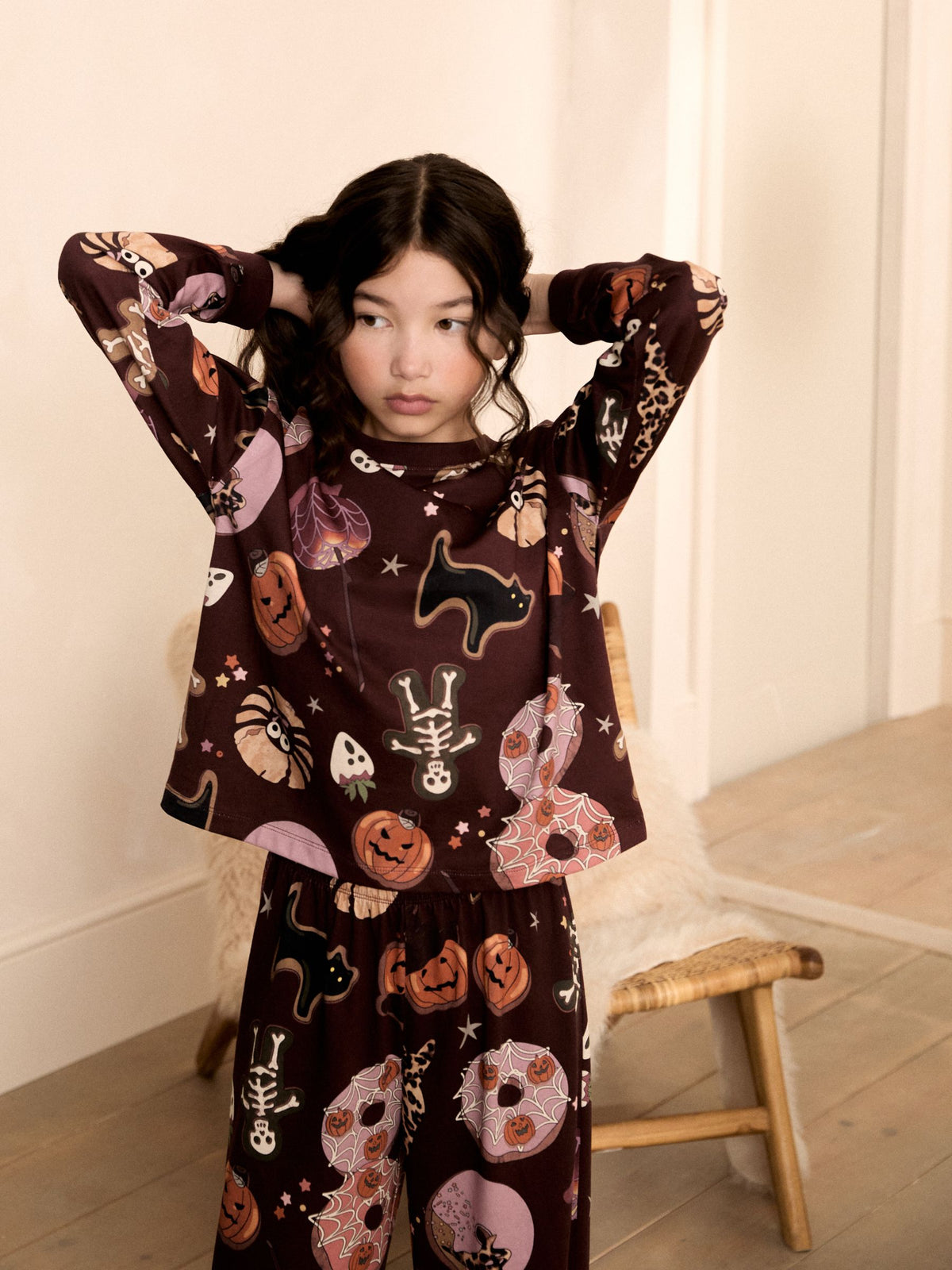 Dsiney Kidz - Burgundy Red Halloween Wide Leg Pyjamas (3-16yrs) image 2