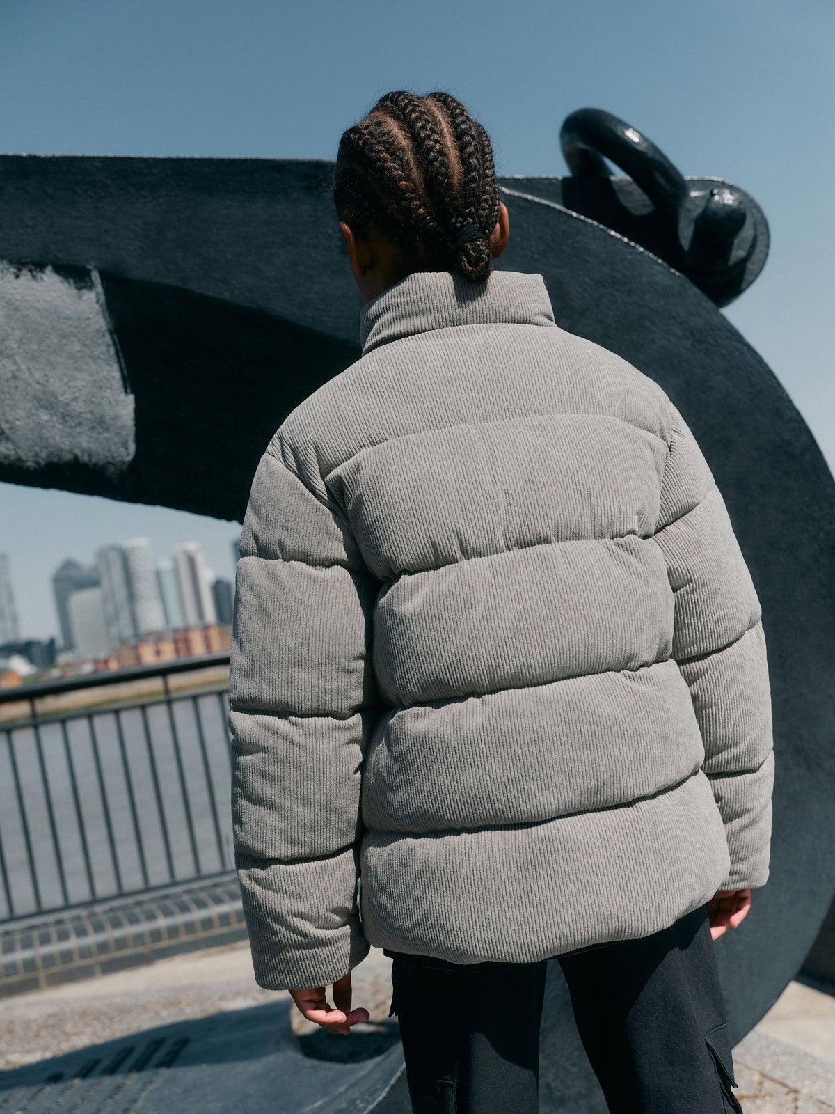 Charcoal Grey Cord Padded Coat (3-16yrs) - image 3