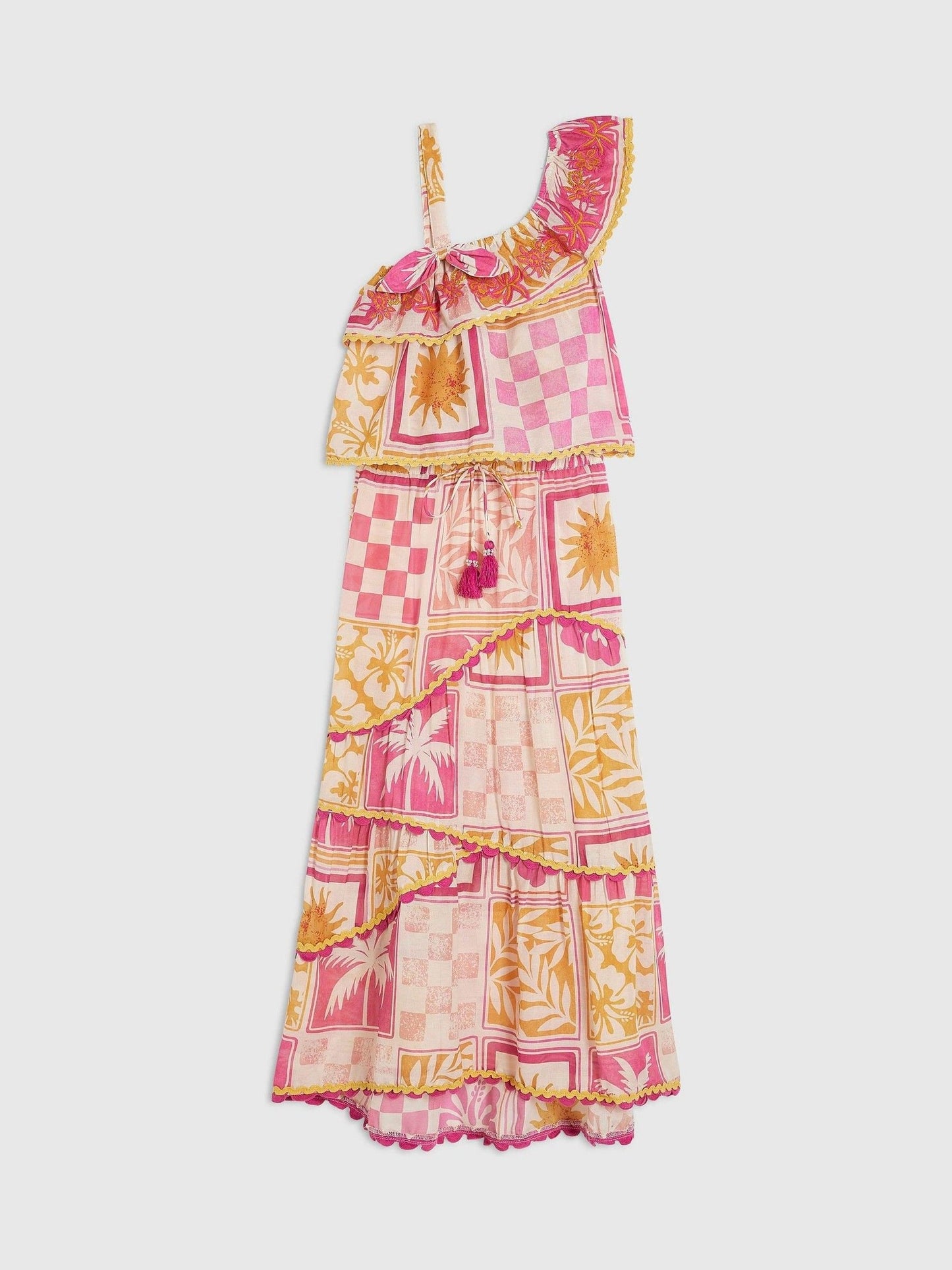 Dsiney Kidz - River Island Pink Postcard Aysmmetric Top & Maxi Skirt Set image 2