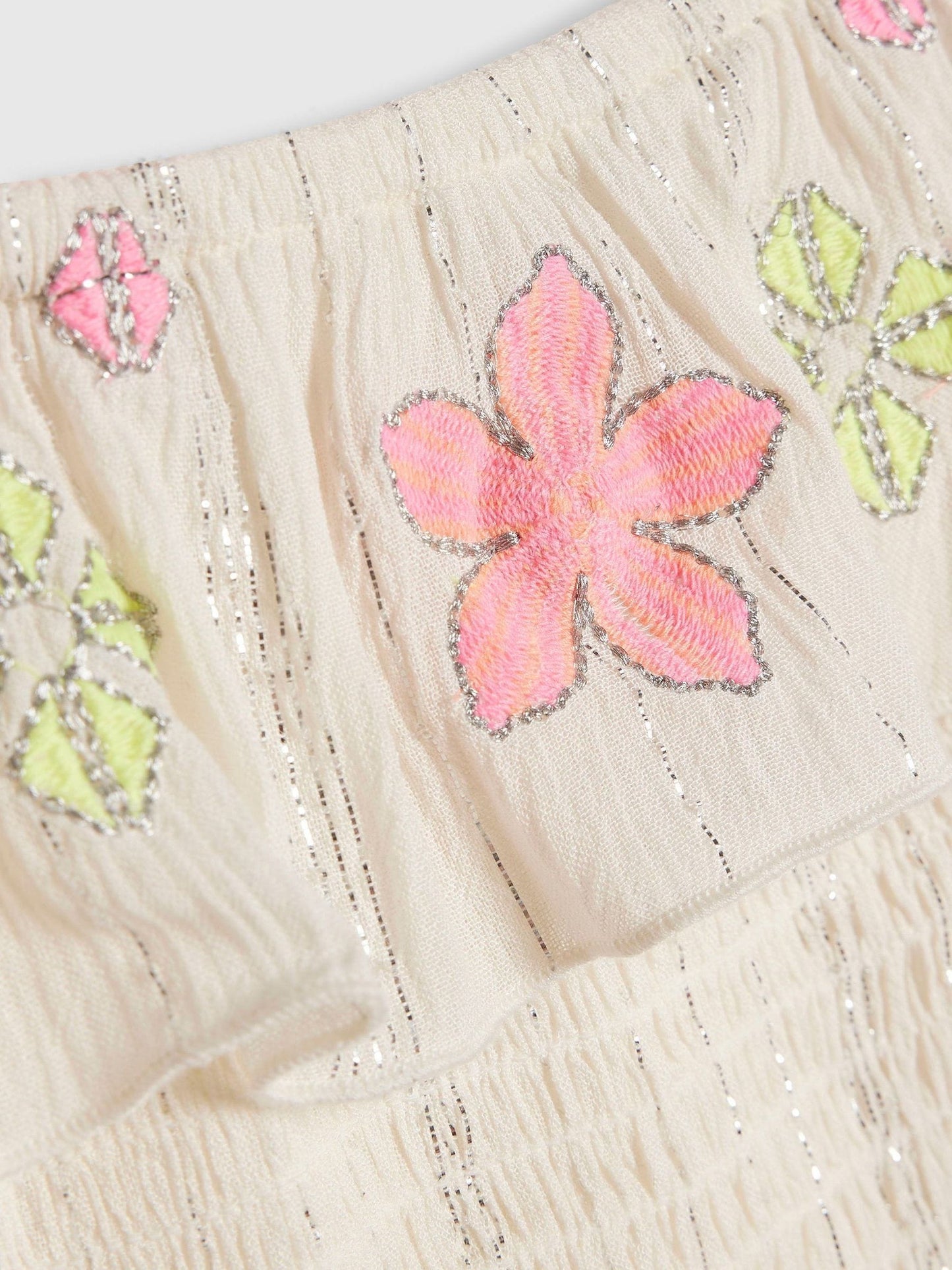 Dsiney Kidz - River Island White Neon Embrodiered Frill Top & Hareem Trousers Set image 4