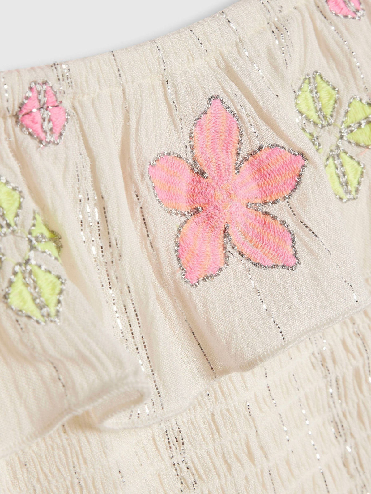 Dsiney Kidz - River Island White Neon Embrodiered Frill Top & Hareem Trousers Set image 4