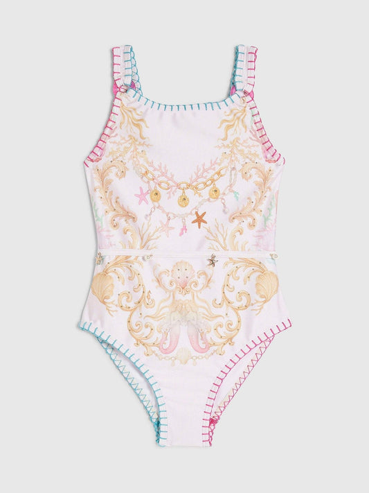 Dsiney Kidz - River Island Cream Chain Border Print Embellished Swimsuit image 1
