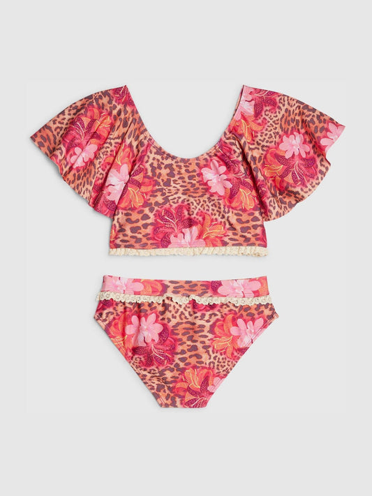 Dsiney Kidz - River Island Brown Floral Leopard Print Bikini image 2