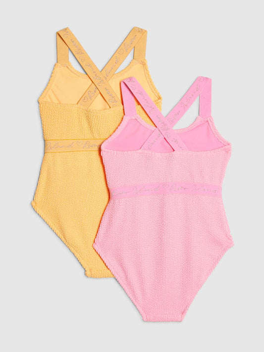 Dsiney Kidz - River Island Pink Logo Textured Swimsuit 2 Pack image 2