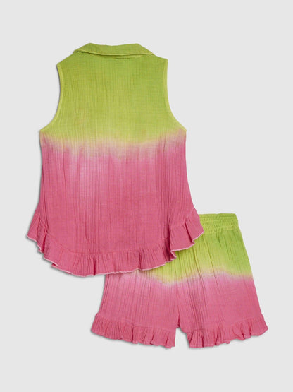 Dsiney Kidz - River Island Green Tie Dye Embrodierred Shirt & Shorts Set image 4