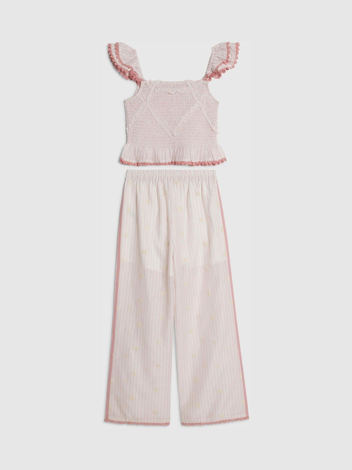Dsiney Kidz - River Island Pink Stripe Frill Top & Trousers Set image 1