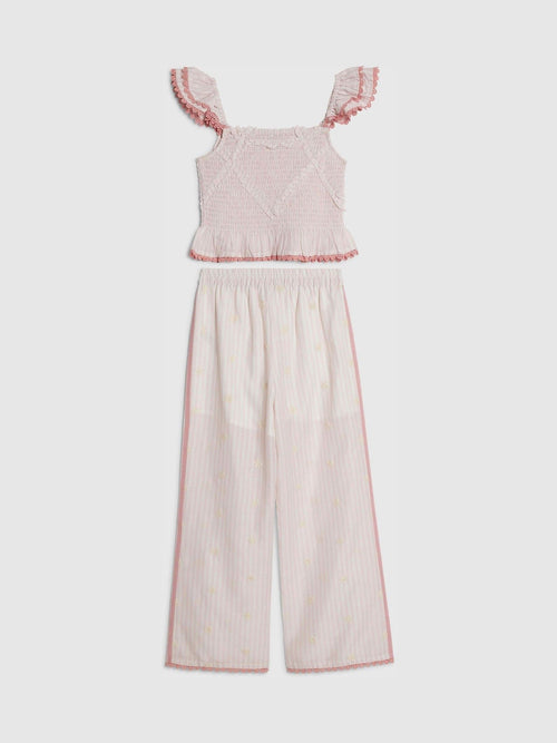 Dsiney Kidz - River Island Pink Stripe Frill Top & Trousers Set image 1