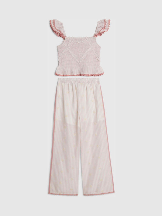 Dsiney Kidz - River Island Pink Stripe Frill Top & Trousers Set image 1