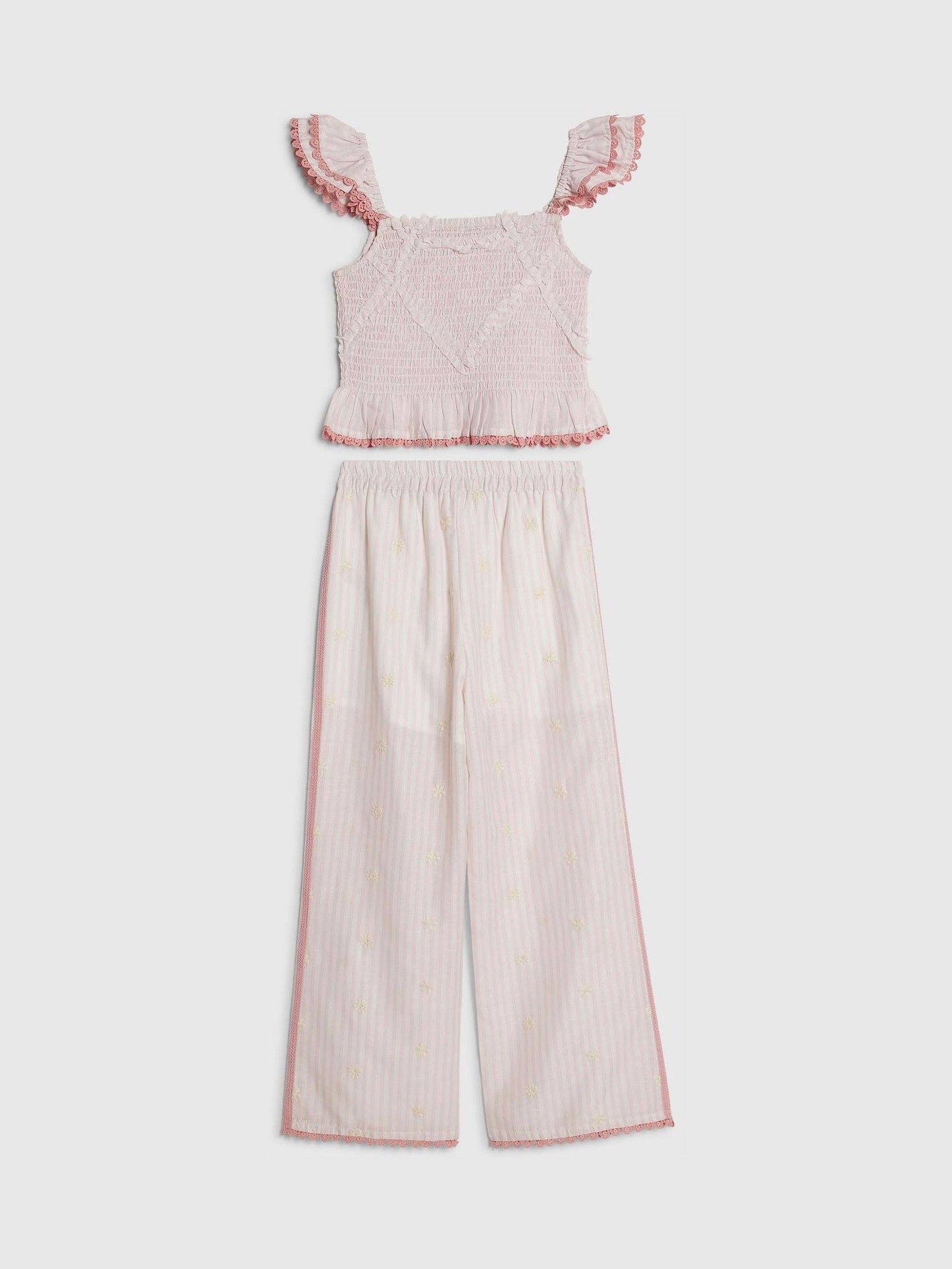 Dsiney Kidz - River Island Pink Stripe Frill Top & Trousers Set image 2