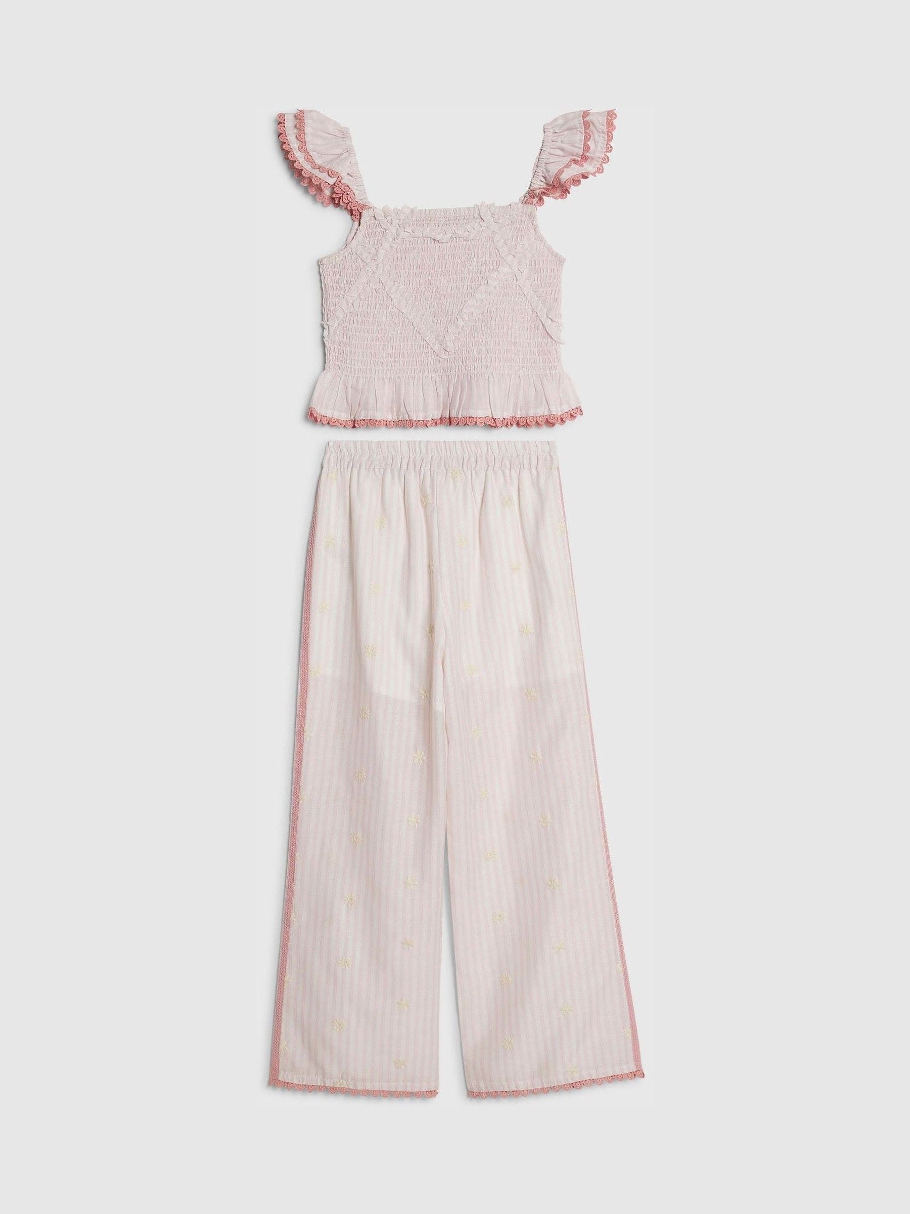 Dsiney Kidz - River Island Pink Stripe Frill Top & Trousers Set image 2