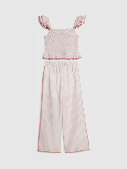 Dsiney Kidz - River Island Pink Stripe Frill Top & Trousers Set image 2