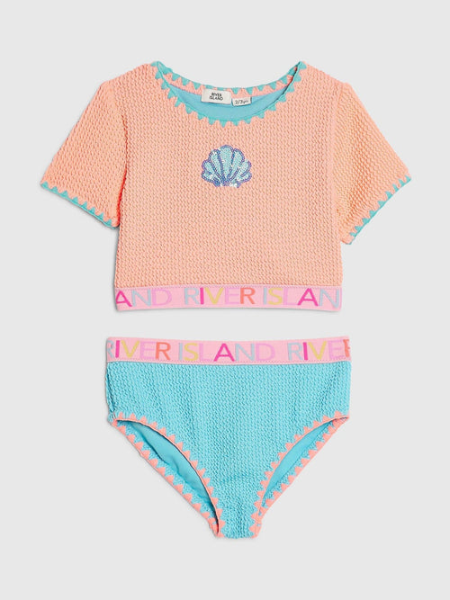 Dsiney Kidz - River Island Orange Textured T-Shirt Bikini image 1