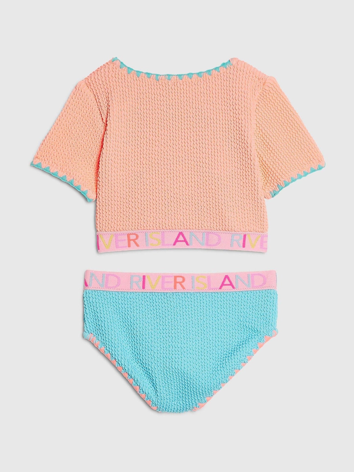 River Island Orange Textured T-Shirt Bikini image 2
