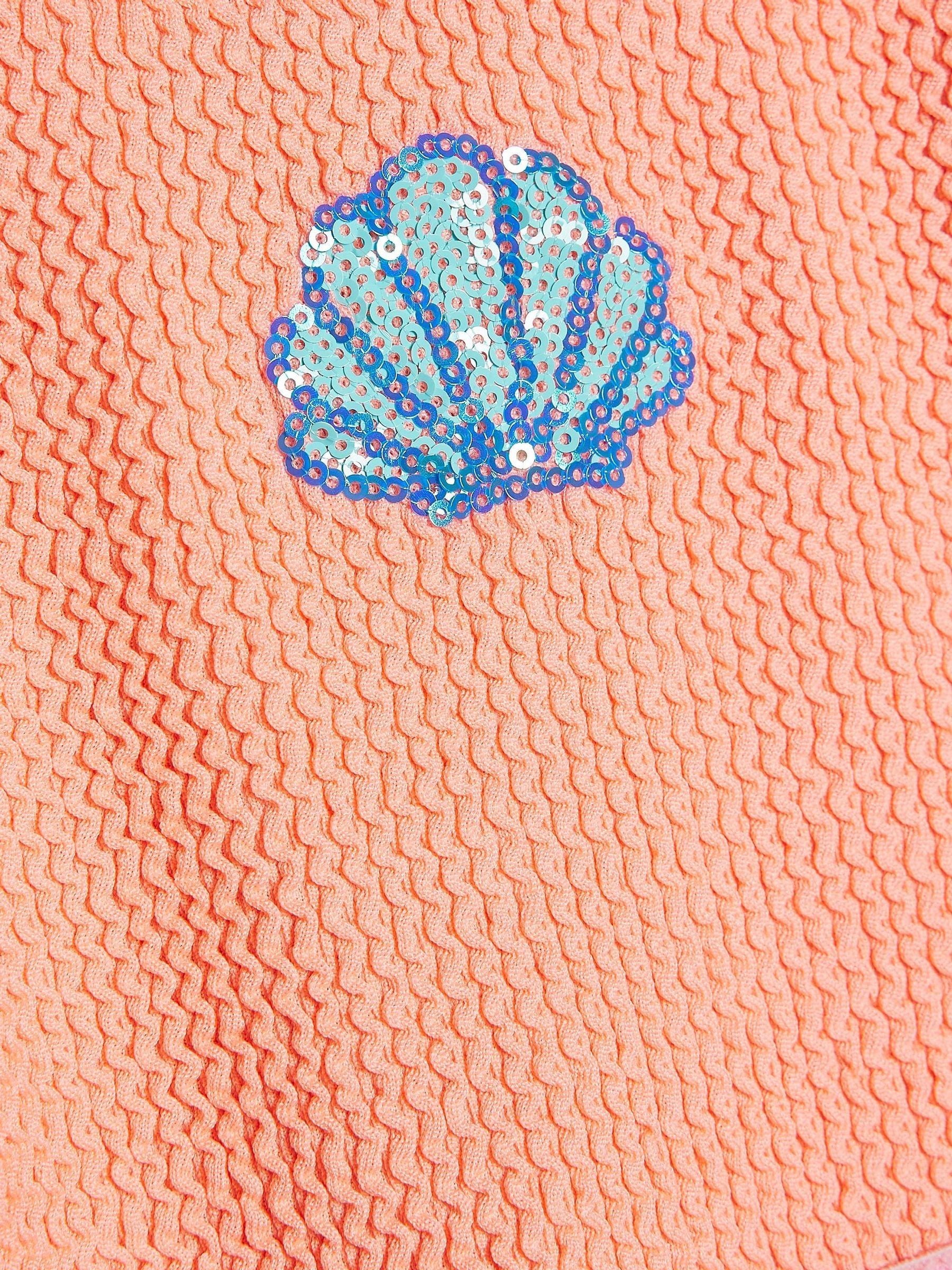 River Island Orange Textured T-Shirt Bikini image 4