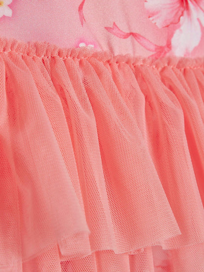River Island Pink Hibiscus Bow Tutu Swimsuit image 3