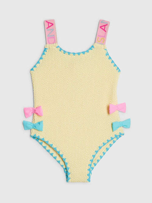 Dsiney Kidz - River Island Yellow Side Bow Textured Swimsuit image 1