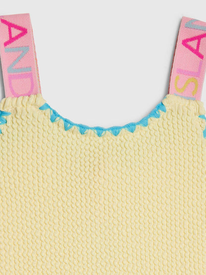 River Island Yellow Side Bow Textured Swimsuit image 4