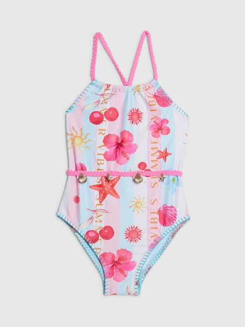 Dsiney Kidz - River Island Pink Stripe La Mer Swimsuit image 1