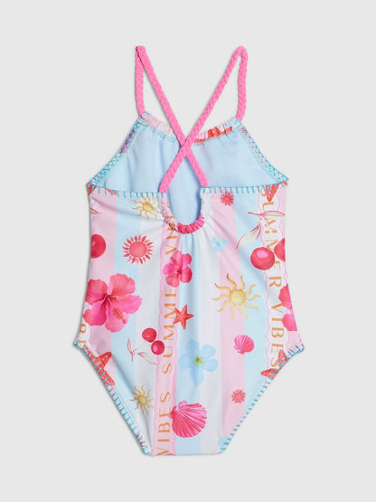 River Island Pink Stripe La Mer Swimsuit image 2