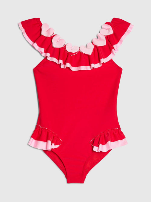 Dsiney Kidz - River Island Red Heart Frill Swimsuit image 1