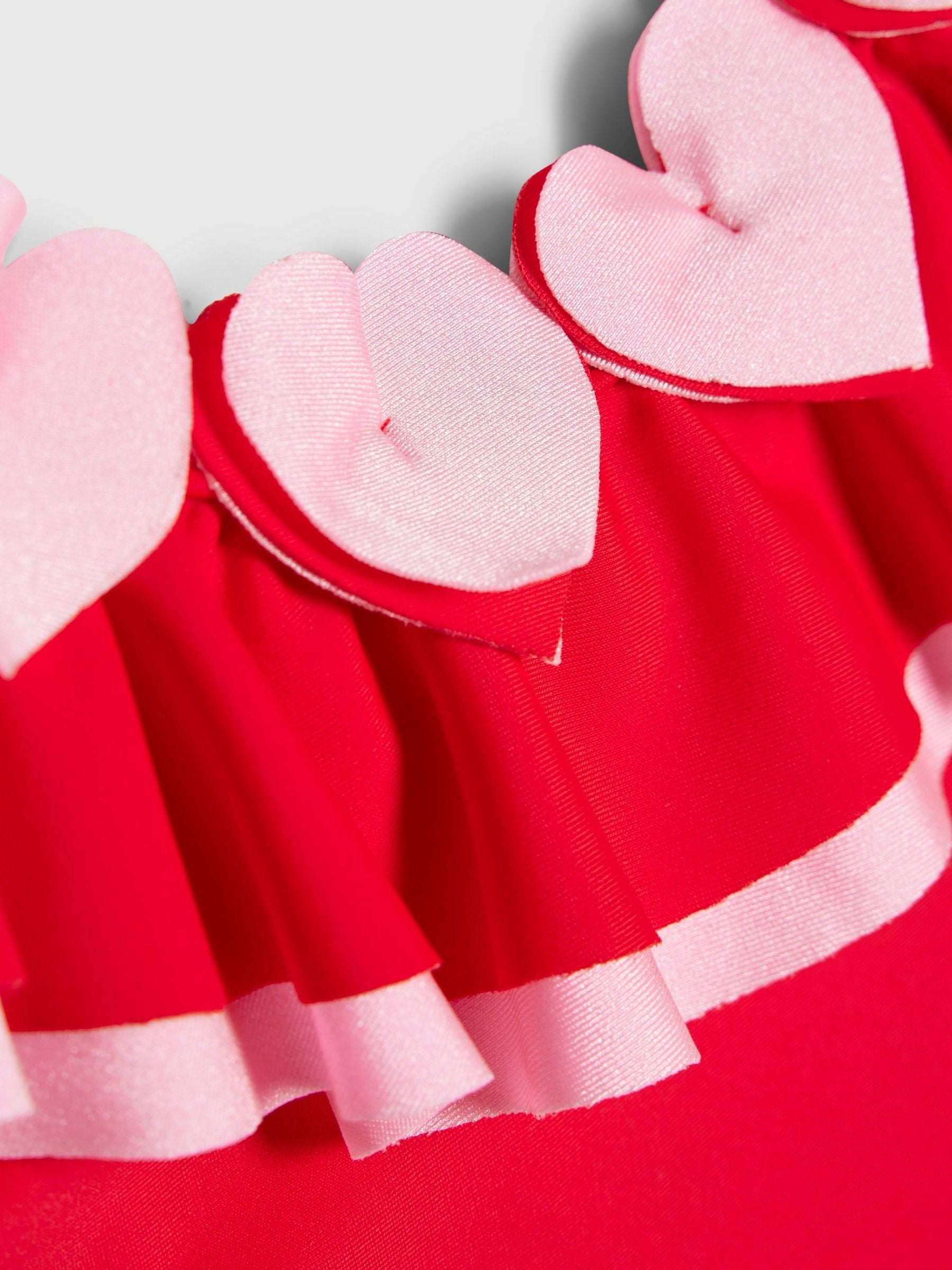 River Island Red Heart Frill Swimsuit image 4