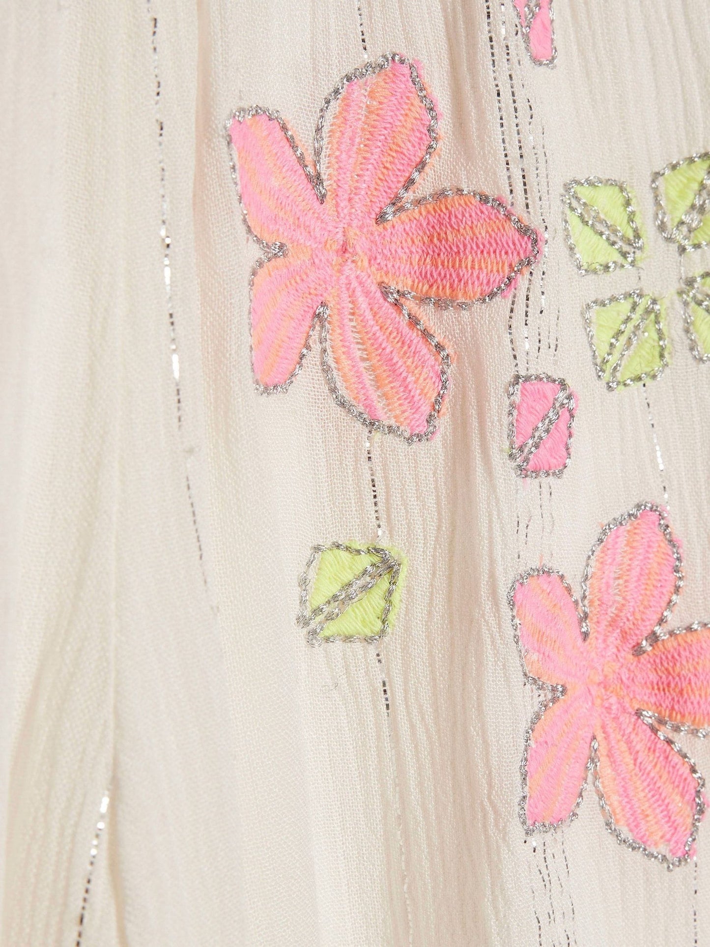 River Island Cream Neon Embrodierred Frill Top & Hareem Jogger Set image 3