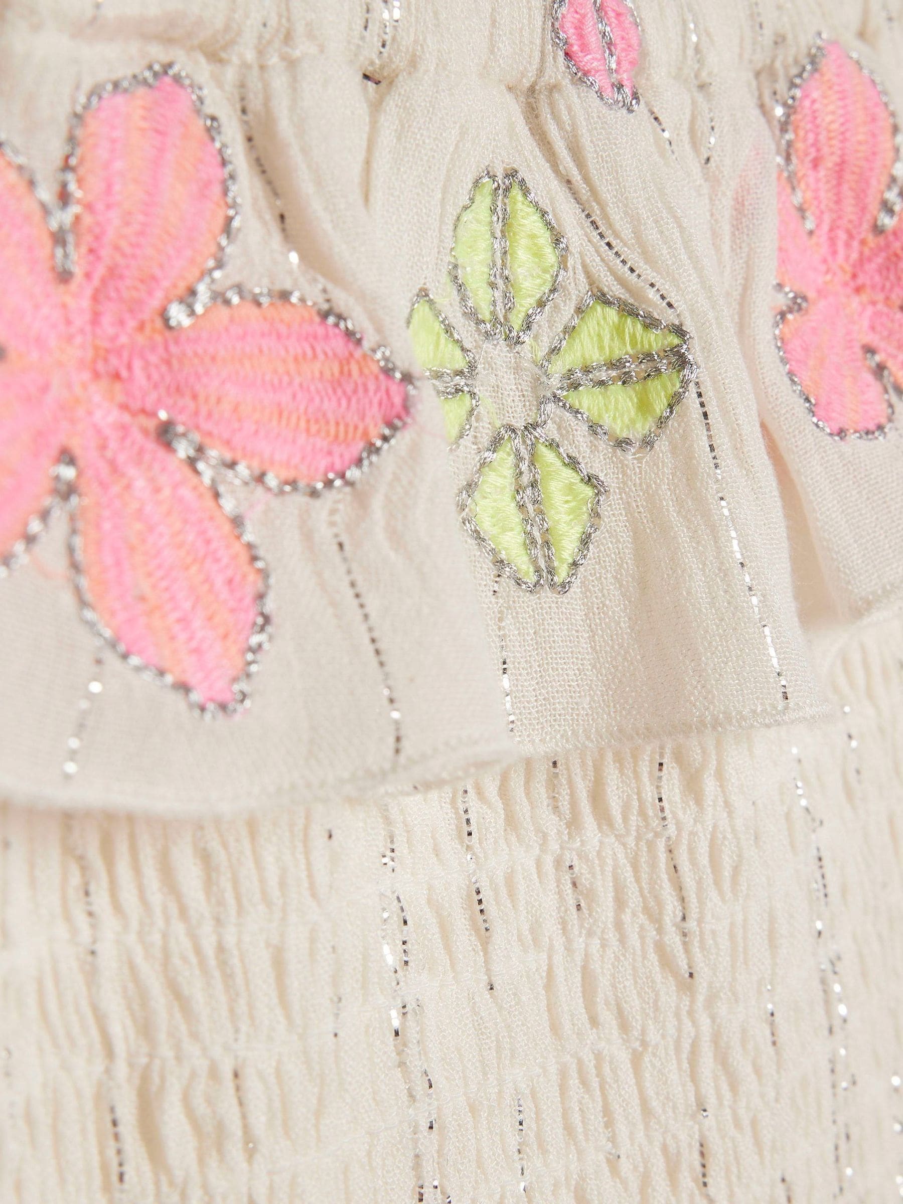 River Island Cream Neon Embrodierred Frill Top & Hareem Jogger Set image 4