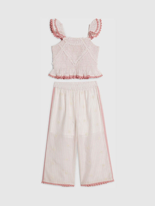 Dsiney Kidz - River Island Pink Stripe Frill Top & Frill Trousers Set image 1