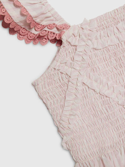 River Island Pink Stripe Frill Top & Frill Trousers Set image 3