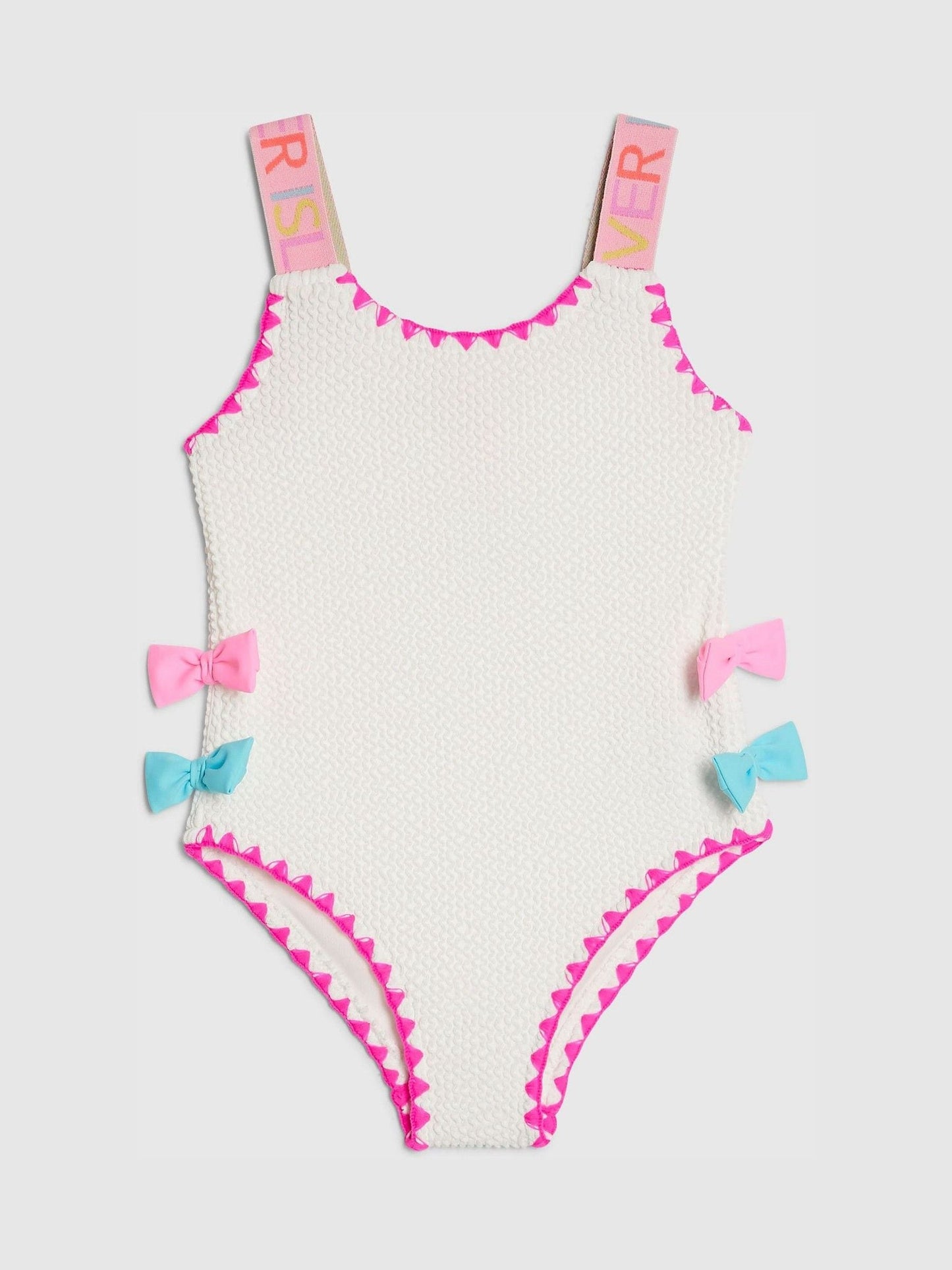 Dsiney Kidz - River Island White Side Bow Textured Swimsuit image 1